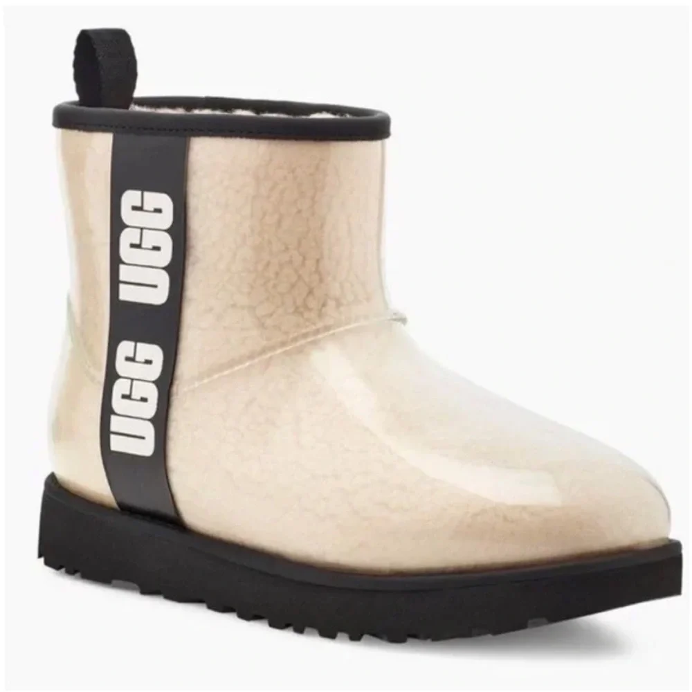 UGG Classic Clear Mini Boots Waterproof Wool-Blend Cream/White Women’s 6